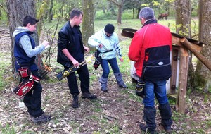 Le peloton du jour, Léo, Théo, Christine et Marc.